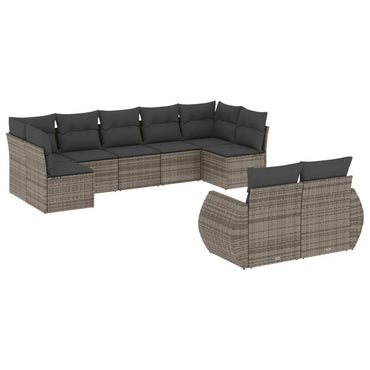 vidaXL Salon de jardin 9 pcs avec coussins Résine tressée Gris