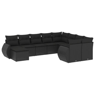 vidaXL Salon de jardin 10 pcs avec coussins Noir Résine tressée