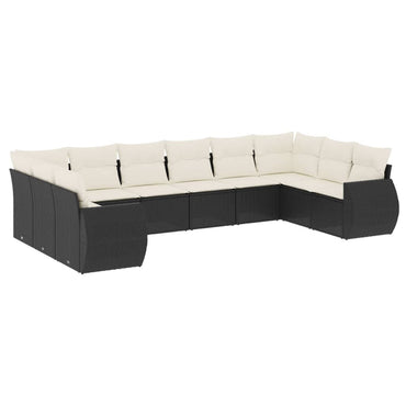 vidaXL Salon de jardin 10 pcs avec coussins Noir Résine tressée