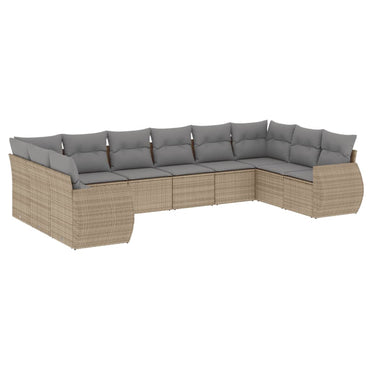 vidaXL Salon de jardin 10 pcs avec coussins beige résine tressée