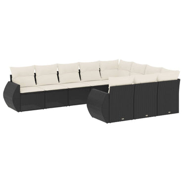 vidaXL Salon de jardin 10 pcs avec coussins Noir Résine tressée