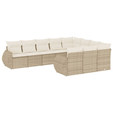 vidaXL Salon de jardin 10 pcs avec coussins beige résine tressée