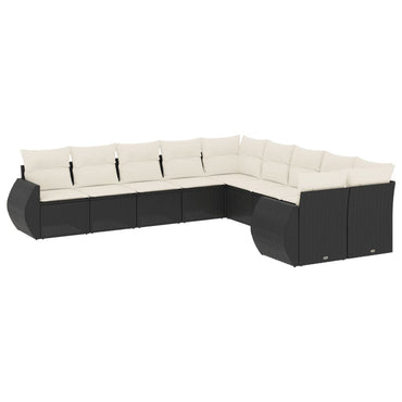 vidaXL Salon de jardin 10 pcs avec coussins Noir Résine tressée