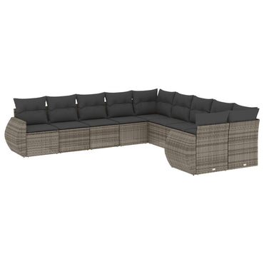 vidaXL Salon de jardin 10 pcs avec coussins résine tressée gris