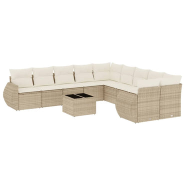 vidaXL Ensemble de canapés de jardin 11 pcs avec coussins en rotin synthétique beige