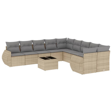 vidaXL Ensemble de canapés de jardin 11 pcs avec coussins en rotin synthétique beige
