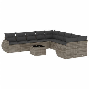 vidaXL Ensemble de canapés de jardin 11 pcs avec coussins en résine tressée gris