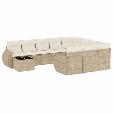vidaXL Ensemble de canapés de jardin 11 pcs avec coussins en rotin synthétique beige