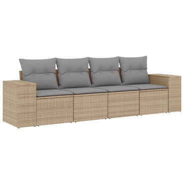 vidaXL Ensemble de canapés de jardin 4 pcs avec coussins en résine tressée beige