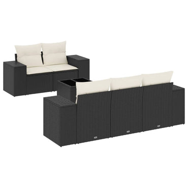 vidaXL Salon de jardin 6 pcs avec coussins Noir Résine tressée