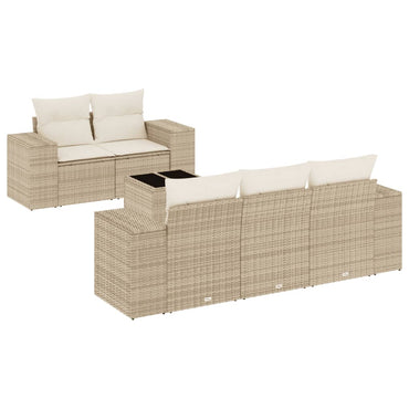 vidaXL Salon de jardin 6 pcs avec coussins beige résine tressée