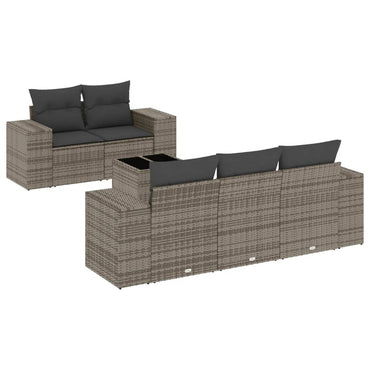 vidaXL Ensemble de canapés de jardin 6 pcs avec coussins gris résine tressée
