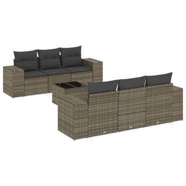 vidaXL Ensemble de canapés de jardin 7 pcs avec coussins Gris Résine tressée