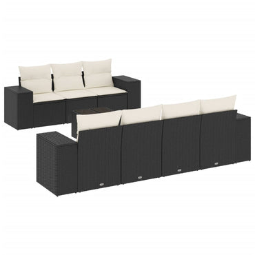 vidaXL Ensemble de canapés de jardin 8 pièces avec coussins résine tressée noir