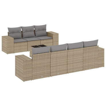 vidaXL Canapé d'angle de jardin 8 pcs avec coussins Résine tressée Beige