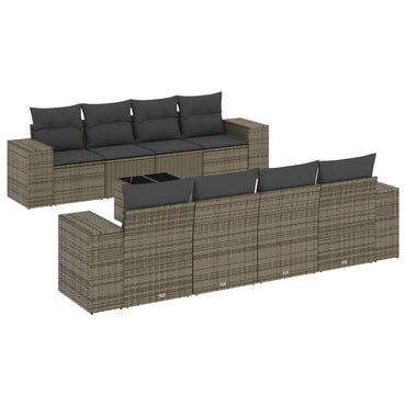vidaXL Salon de jardin 9 pcs avec coussins Résine tressée Gris