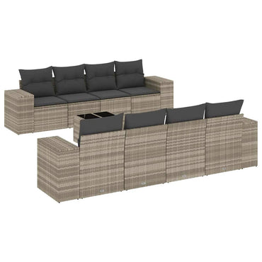 vidaXL Salon de jardin 9 pcs avec coussins Gris clair résine tressée