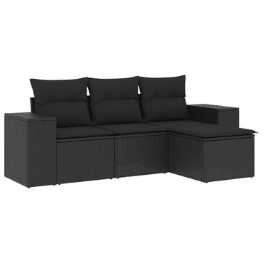 vidaXL Ensemble de canapés de jardin 4 pièces avec coussins résine tressée noir
