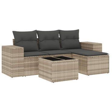 vidaXL Ensemble de canapés de jardin 5 pcs avec coussins Gris clair résine tressée
