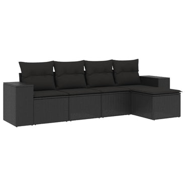 vidaXL Ensemble de canapés de jardin 5 pcs avec coussins, résine tressée noire