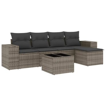 vidaXL Ensemble de canapés de jardin 6 pcs avec coussins gris résine tressée