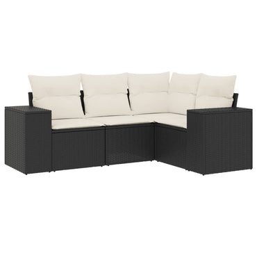 vidaXL Ensemble de canapés de jardin 4 pièces avec coussins en résine tressée noir