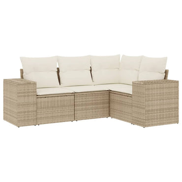 vidaXL Ensemble de canapés de jardin 4 pcs avec coussins en résine tressée beige
