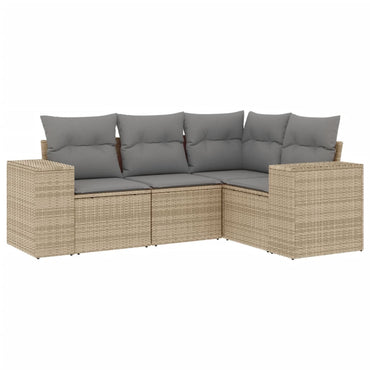 vidaXL Ensemble de canapés de jardin 4 pcs avec coussins en résine tressée beige