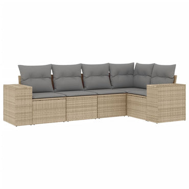 vidaXL Ensemble de canapés de jardin 5 pcs avec coussins Beige résine tressée