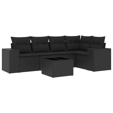 vidaXL Salon de jardin 6 pcs avec coussins Noir Résine tressée