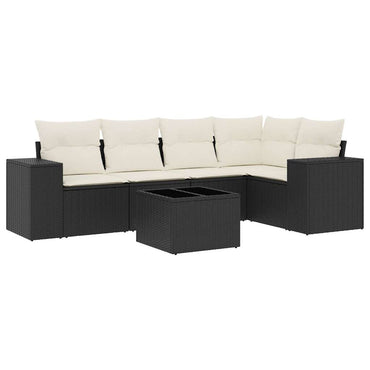 vidaXL Salon de jardin 6 pcs avec coussins Noir Résine tressée