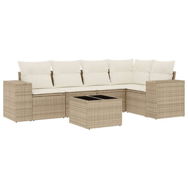 vidaXL Salon de jardin 6 pcs avec coussins beige résine tressée