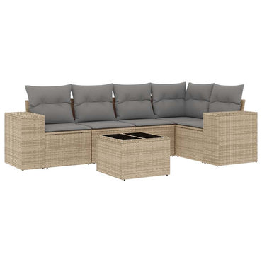 vidaXL Salon de jardin 6 pcs avec coussins beige résine tressée