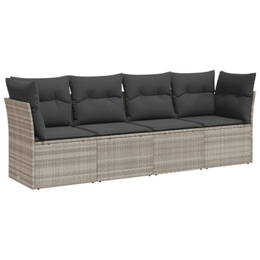 vidaXL 4-tlg. Garten-Sofagarnitur mit Kissen Hellgrau Poly Rattan