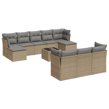 vidaXL Ensemble de canapés de jardin 11 pcs avec coussins en rotin synthétique beige