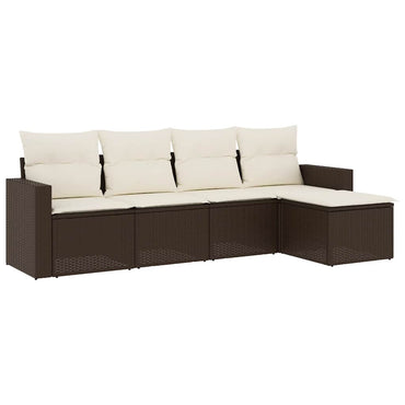 vidaXL Ensemble de canapés de jardin 5 pièces avec coussins, résine tressée marron
