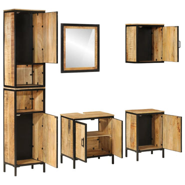 vidaXL 5-tlg. Badmöbel-Set Eisen und Massivholz Mango