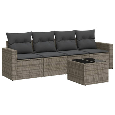 vidaXL Ensemble de canapés de jardin 5 pièces avec coussins en rotin synthétique gris
