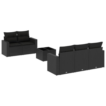 vidaXL Salon de jardin 6 pcs avec coussins Noir Résine tressée