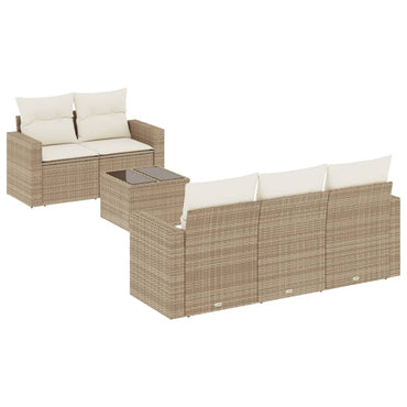 vidaXL Salon de jardin 6 pcs avec coussins beige résine tressée