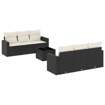 vidaXL Salon de jardin 7 pcs avec coussins Noir Résine tressée