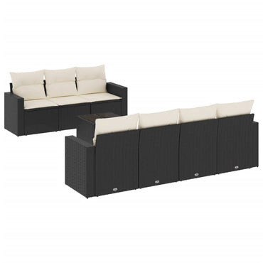 vidaXL Ensemble de canapés de jardin 8 pièces avec coussins résine tressée noir