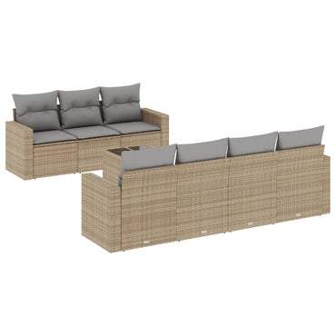 vidaXL Canapé d'angle de jardin 8 pcs avec coussins Résine tressée Beige