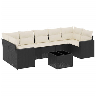 vidaXL Ensemble de canapés de jardin 8 pièces avec coussins résine tressée noir