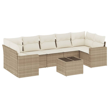 vidaXL Canapé d'angle de jardin 8 pcs avec coussins Résine tressée Beige