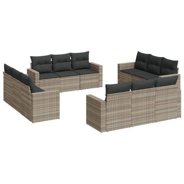vidaXL Salon de jardin 12 pcs avec coussins Gris clair Résine tressée