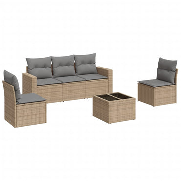 vidaXL Salon de jardin 6 pcs avec coussins beige résine tressée