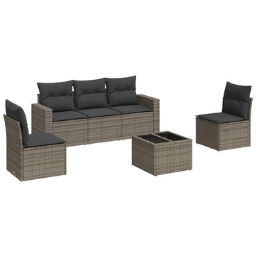 vidaXL Ensemble de canapés de jardin 6 pcs avec coussins gris résine tressée