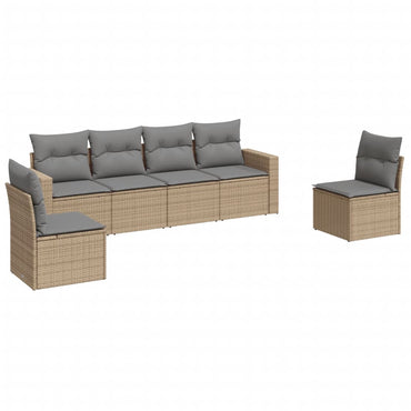 vidaXL Salon de jardin 6 pcs avec coussins beige résine tressée