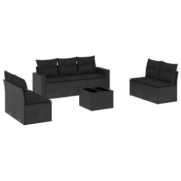 vidaXL Ensemble de canapés de jardin 8 pièces avec coussins résine tressée noir